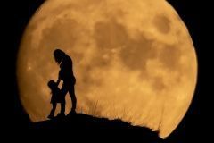 silueta fullmoon luna llena pareja embarazada matrimonio familia