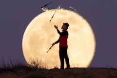 Silueta fullmoon luna llena malabares fuego